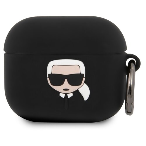 Karl Lagerfeld Ohi&scaron;je za slu&scaron;alke Airpods za Airpods 3 v silikonu z obročem, Črna, (5000075485) Cene