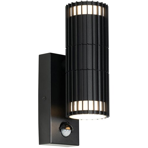 QAZQA Buiten wandlamp zwart met bewegingssensor 2-lichts - Boris Slike