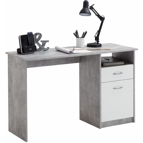 FMD Pisalna miza z 1 predalom 123x50x76,5 betonsko siva in bela, (20640724)