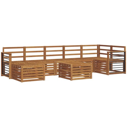  Set vanjskih sofa 8 kom. Prirodna Smeđa 306 x 128,5 x 73 cm Slike