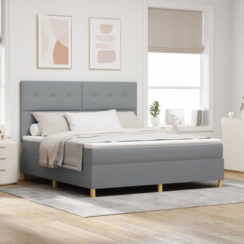  vzmetnica z box spring svetlo siva super kraljeva tkanina, (22081093) Cene