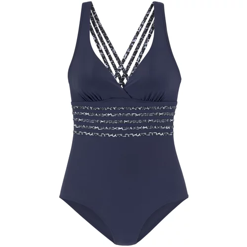 Lascana Jednodijelni kupaći kostim morsko plava / antracit siva / svijetlosiva