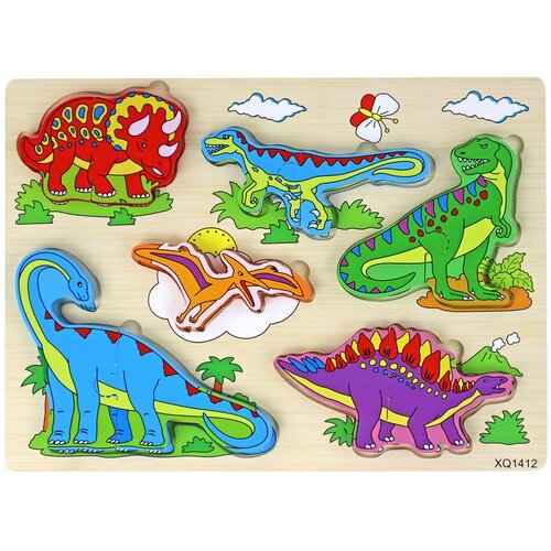  Drvena 3D slagalica za djecu - logička igra sa motivima dinosaura - 11 elemenata Cene