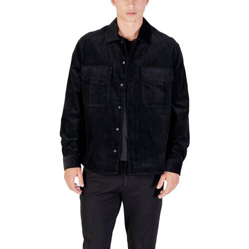 Antony Morato Srajce z dolgimi rokavi REGULAR FIT WITH LOGOED METAL BADGE MMSL00770-FA300030 Črna Cene