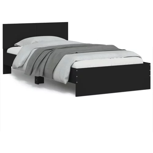  Okvir kreveta s uzglavljem i LED svjetlima crni 100 x 200 cm
