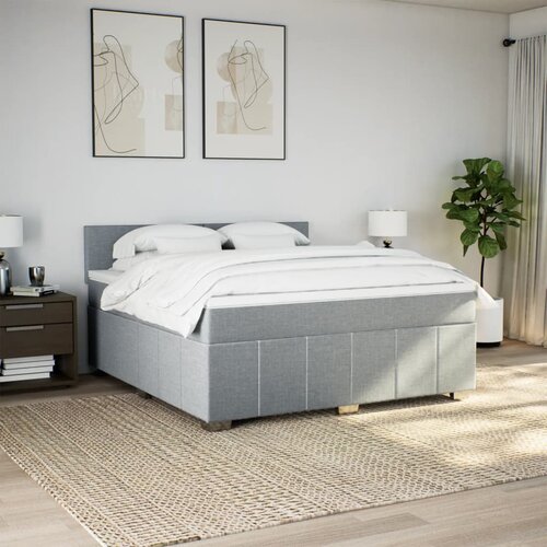  Krevet s oprugama i madracem svjetlosivi 180x200 cm od tkanine Slike