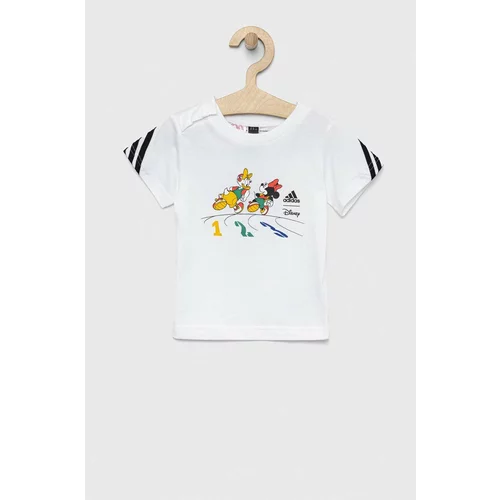 Adidas Otroška bombažna kratka majica x Disney bela barva
