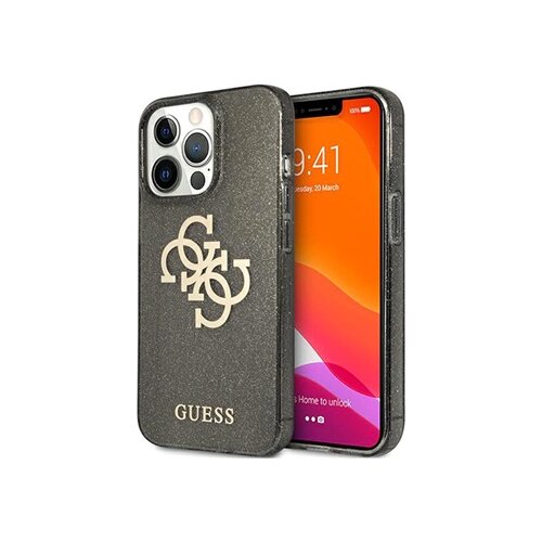 Guess GUHCP13XPCUGL4GBK big logo silikonski ovitek za iphone 13 pro max - z zlatimi bleščicami Cene