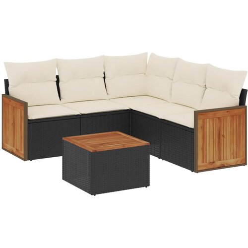 Maison Chic Seti vrtnega pohištva - Vrtna garnitura - Vrtni pohištvo set 6-delna z blazinami črna poli ratan, (21803917) Cene