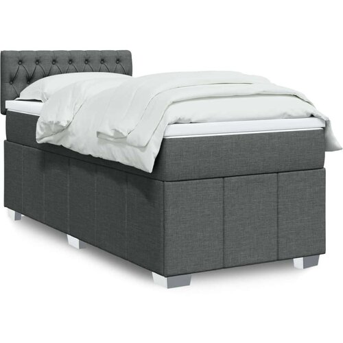 vidaXL Box spring postelja z vzmetnico temno siva 100x200 cm blago Cene