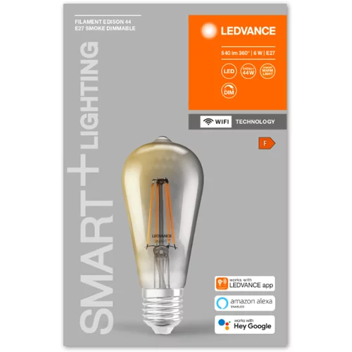 Ledvance Smart+ WiFi LED žarulja Edison Smoke (E27, Može se prigušiti, Topla bijela, 540 lm, 6 W)