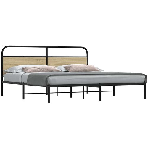 Furnova Kovinski posteljni okvir brez vzmetnice sonoma hrast 193x203 cm, (21944010) Slike