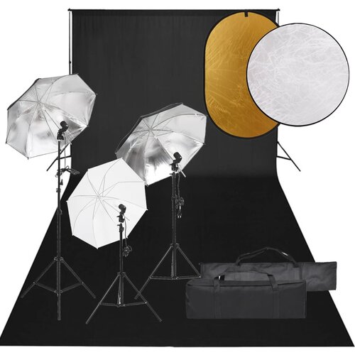 vidaXL komplet za foto studio z lučmi, ozadjem in odbojnikom Cene
