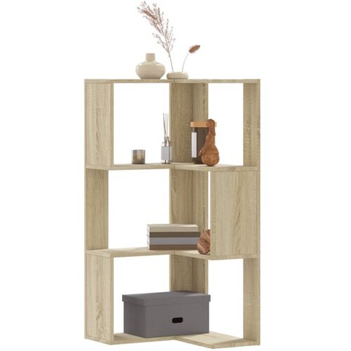 vidaXL Kotna knjižna omara 3-nadstropna sonoma hrast 50x50x102 cm Cene