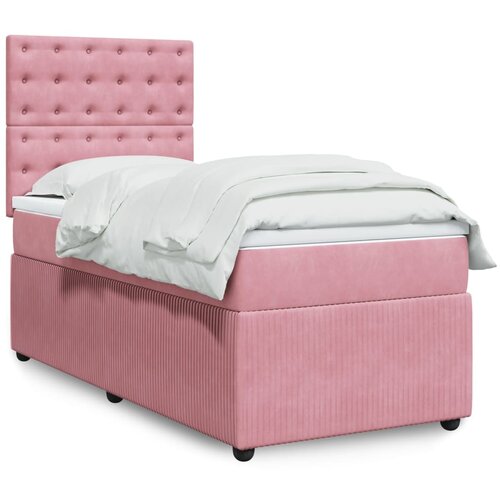 vidaXL Box spring krevet s madracem ružičasti 90x200 cm baršunasti Cijene