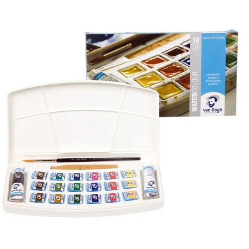 Royal Talens Akvarel barve Van Gogh - set 18 posodic &amp;amp; 2 x 10 ml tube (Set avarel) Slike