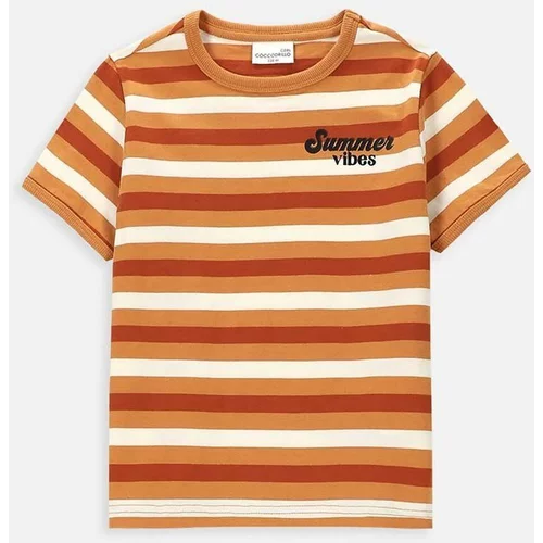 Coccodrillo Otroška bombažna kratka majica rjava barva
