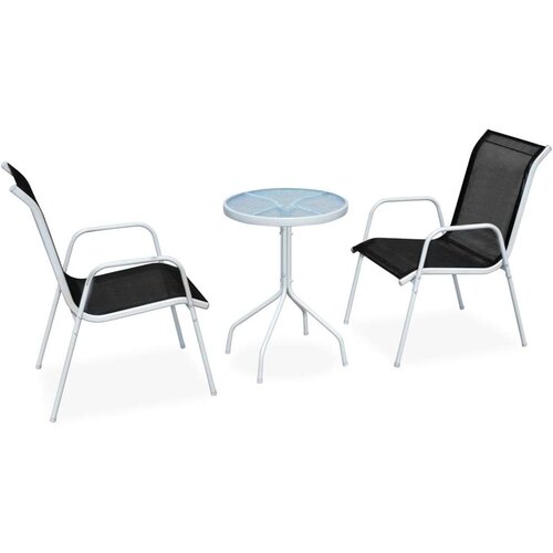  3-dijelni bistro set čelični crni Slike