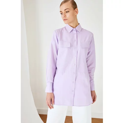 Trendyol Lilac Shirt Collar Hijab Tunic