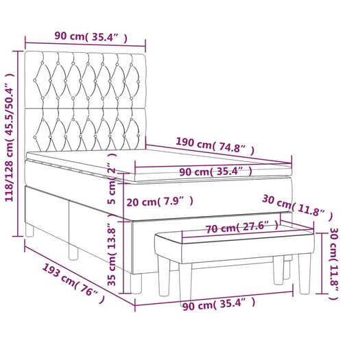 VidaXL Krevet s oprugama i madracem krem 90 x 190 cm od tkanine Slike