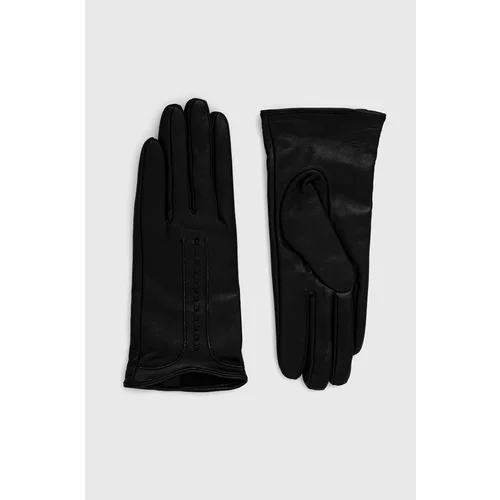 Answear Lab Usnjene rokavice ženski, črna barva