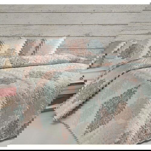  andalucia - turquoise turquoisepowderbeigewhite king quilted bedspread set (fr) Cene