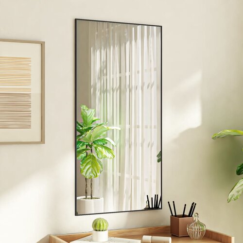 VidaXL ogledalo za vrata črno 50x100 cm steklo in aluminij Slike
