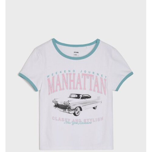 Sinsay Pamučna majica s natpisom Manhattan Cene