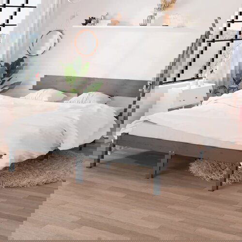 Furnova Posteljni okvir siv iz trdne borovine 160x200 cm, (21942831) Slike