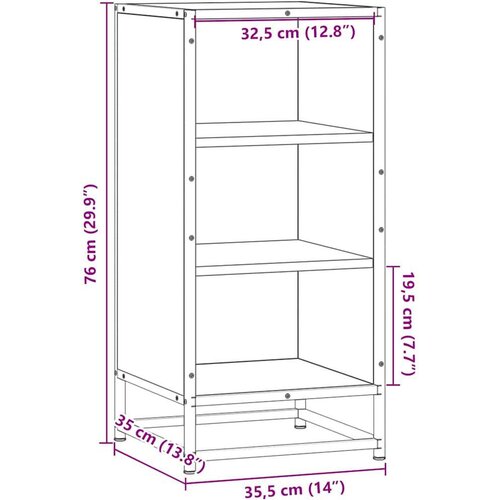 VidaXL Komoda boja hrasta 35,5x35x76 cm konstruirano drvo i metal Slike