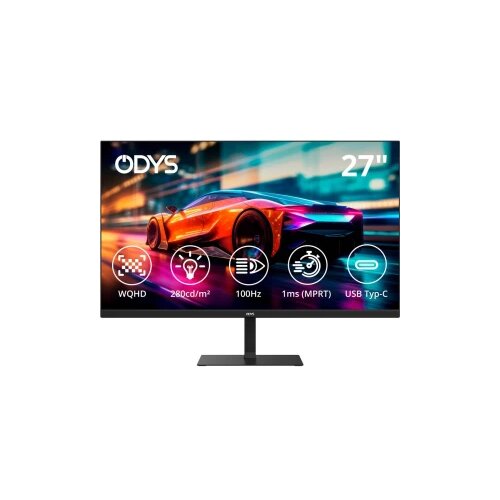 Odys i27-Q-100 LED zaslon Energetska učinkovitost 2021 E (A - G) 68.6 cm (27 palac) 2560 x 1440 piksel 16:9 1 ms HDMI&amp;reg; 2 Slike