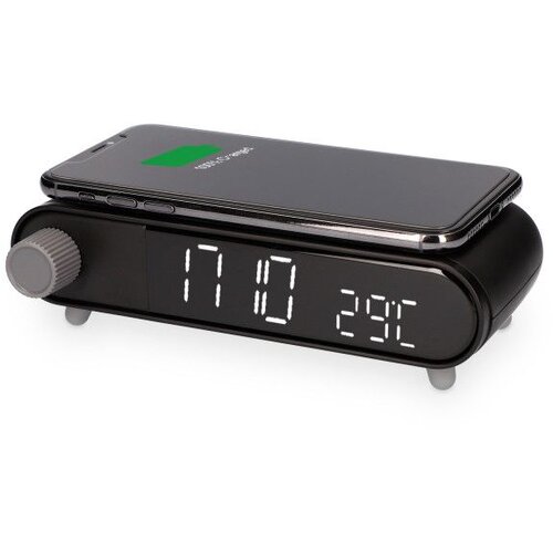 Ksix Retro alarm/budilica, bežični punjač, mjerač temperature, crni Slike