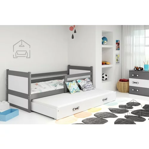 BMS Group Otroška postelja Rico z dodatnim ležiščem - 90x200 cm - grafit/bela