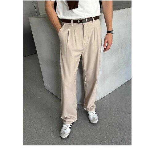 Dewberry 35373 Baggy Fit Mens Trousers-CREAM Slike