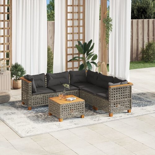 vidaXL 6-dijelni set vrtnih sofa od poliratana s jastucima sivi Cijene
