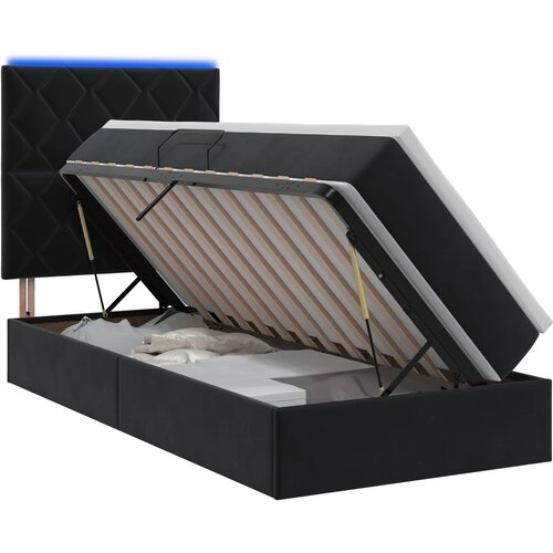  LED krevet za pohranu s madracem Crna 90 x 200 cm Bar&amp;scaron;un Slike
