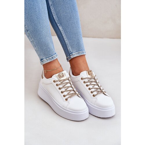 PS1 Platform Sneakers With Decorative Laces White-Gold Fonetha Cijene