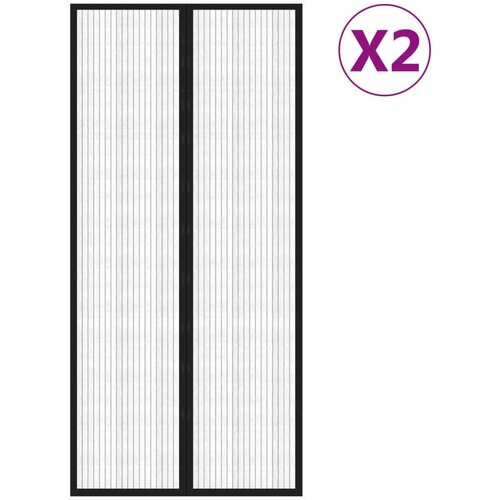  Zastori protiv insekata 2 kom s magnetima 220 x 110 cm crni Slike