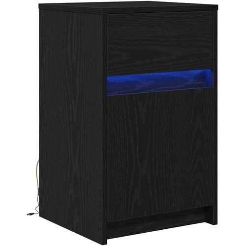 vidaXL LED nočna omarica Črni hrast 38 x 34 x 61 cm Konstruiran les, (5000160416) Cene