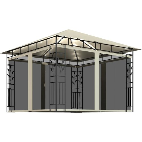vidaXL Paviljon s komarnikom in LED lučkami 3x3x2,73 m krem Cene