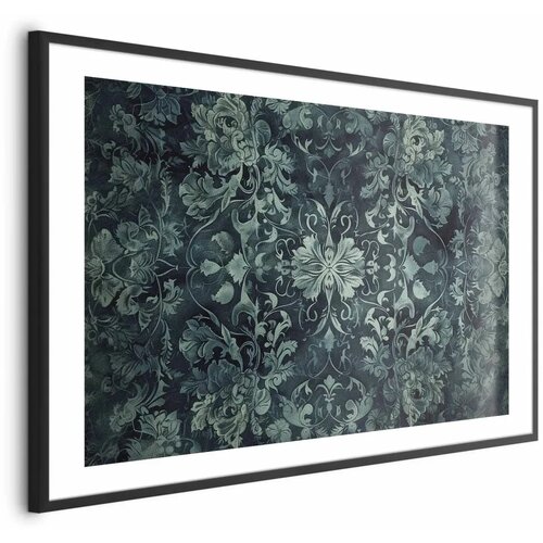 Plakat - Carpet Ornaments in Emerald Shades 60x40 Crni okvir s margom Cijene