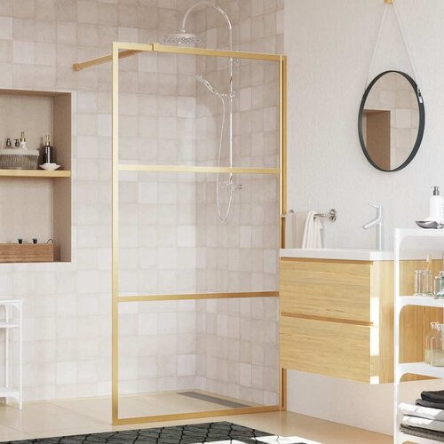  Stijenka za walk-in tu&amp;scaron; sa staklom ESG zlatna 100 x 195 cm Slike