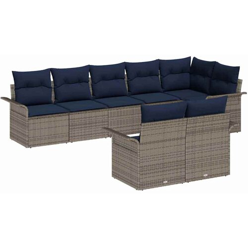 vidaXL Vrtna sedežna garnitura z blazino 8 pcs Siva poli ratan, (5000146515) Cene