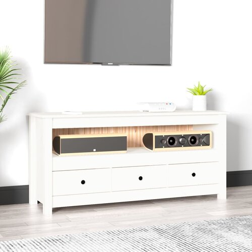 vidaXL TV omarica bela 114x35x52 cm trdna borovina Cene