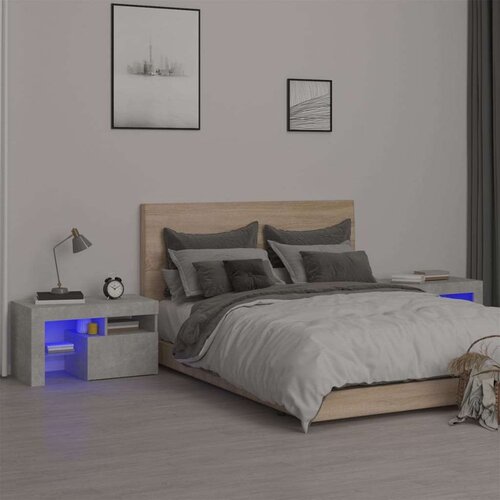  Noćni ormarići 2 kom s LED svjetlima boja betona 70x36 5x40 cm Cijene