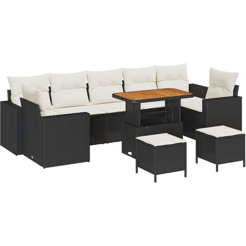  10 dijelni vrtni kauč set s jastučićima crni poli ratan akacija  3 dijelni vrtni set za blagovanje s jastučićima crni poli ratan Cijene