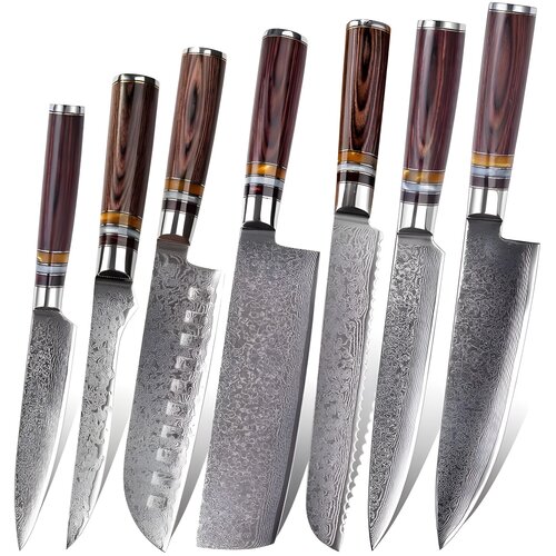 IZMAEL Set damaskus kuhinjskih nožev KA-20050 - Rjava Cene