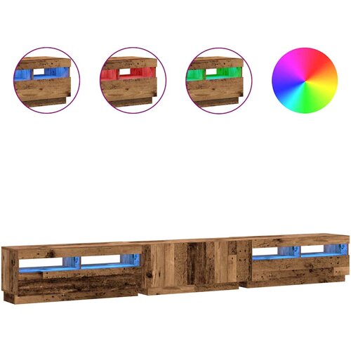 Maison Chic TV omarica - TV stojalo - Televizijska omarica z LED starinski les 300x35x40 cm inženirski les, (21699266) Cene
