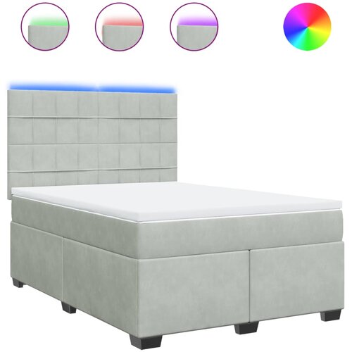 VidaXL Box spring postelja z vzmetnico svetlo siva 140x200 cm žamet, (21310287) Slike