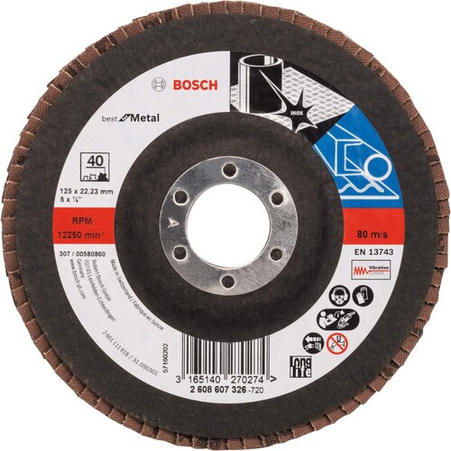 Bosch lamelni brusni disk X571, Best for Metal Prečnik 125 mm; granulacija 40, ravni - 2608607326 Cene